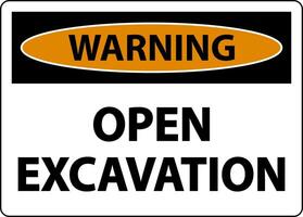 Warning Open Excavation Sign On White Background vector