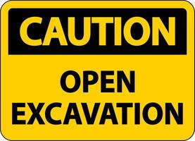 Caution Open Excavation Sign On White Background vector