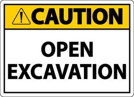 Caution Open Excavation Sign On White Background vector