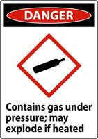 Danger Contains Gas Under Pressure GHS Sign On White Background vector