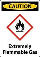 Caution Extremely Flammable Gas GHS Sign On White Background vector
