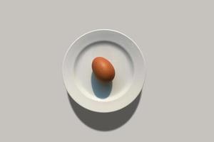 Egg puts on white plate. photo