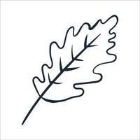 Oak leaf line art. Vector illustration with scribbles on the theme of cozy autumn. Cute element for greeting cards, posters, stickers and seasonal design. Isolated on a white background.