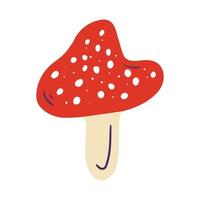 Bright mushroom fly agaric. Vector illustration with doodles in the theme of cozy autumn.A cute element for greeting cards, posters, stickers and seasonal design. Isolated on a white background