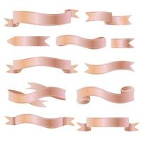pink gold ribbons. ribbon vector collection. Illustration ribbon banner, vector. isolated background