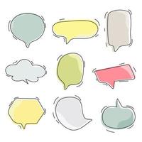 Hand drawn  blank speech bubbles colorful set. Illustration vector. isolated background vector