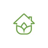 Vector logo of nature green leaf and house.