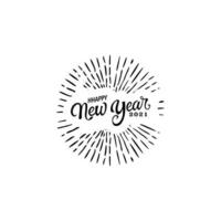 Happy New Year 2021 lettering text for greeting card. Holiday luxury design on white background. vector