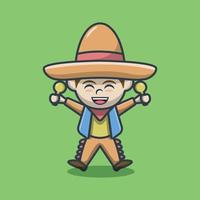 lindo, vaquero, méxico, ilustración vector