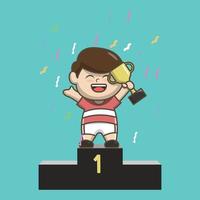 Cute The Champion Boy Illustration vector