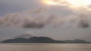 Sunrise morning with ray island Pulau Aman with background Bukit Mertajam Hill video