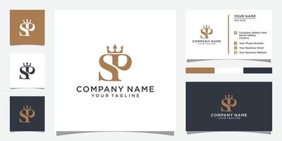 SP or PS initial letter logo design with crown icon vector. vector