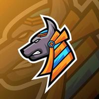 ilustración gráfica vectorial de un anubis en estilo de logotipo de esport. perfecto para el equipo de juego o el logotipo del producto vector