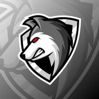 ilustración gráfica vectorial de un lobo en estilo de logotipo de esport. perfecto para el equipo de juego o el logotipo del producto vector