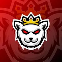 ilustración gráfica vectorial de un rey gato en estilo de logotipo de esport. perfecto para el equipo de juego o el logotipo del producto vector