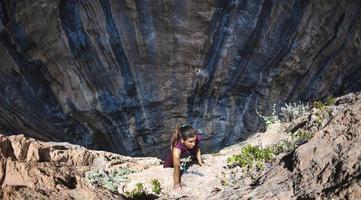 female rock climber photo