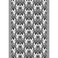 Lace black seamless pattern with flowers on white background