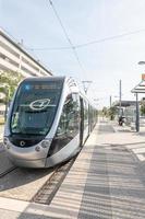 Station and train outside at Toulouse Blagnac Airport in France in the summer of 2022. photo