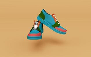 3d render of sport running shoe isolated on Pastel background, 3d background minimal scene photo