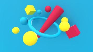 3d render Abstract multi-colored objects minimalist background photo