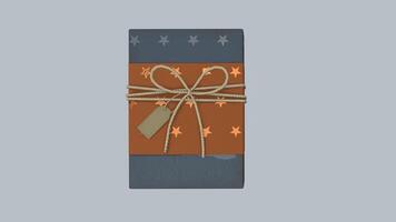 3d rendering Christmas and New Year's Day,gift box with ribbon on blue background photo