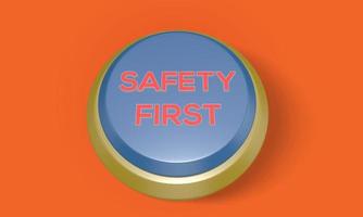 3d render Safety First text button photo