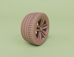 3d render of tire with rim isolated on Pastel background, 3d background minimal scene photo