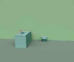 3d render of commode and basin isolated on Pastel background, 3d background minimal scene photo