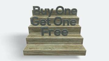 3D Buy One Get One Free Text on stair on White Background photo