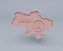 Representación 3D del mapa de Ucrania aislado sobre fondo azul pastel, escena mínima de fondo 3D foto