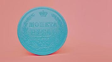 3d render of russian ruble coin on Petite Orchid background photo