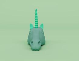 3d render of Unicorn head isolated on Pastel background, 3d background minimal scene photo