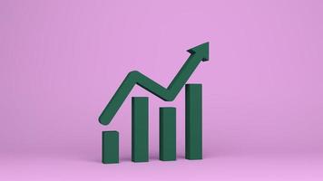 3d render Successful business bar graph chart with rising up arrow photo