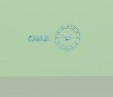 3d render of switch on off button an wall clock isolated on Pastel background, 3d background minimal scene photo