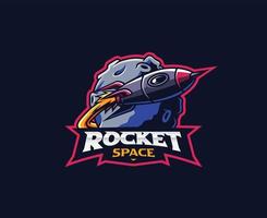 diseño del logotipo de la mascota espacial del cohete