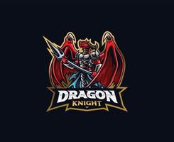 Dragon knight mascot logo design vector