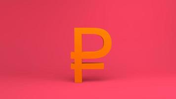 3d render icon of russian ruble on Radical Red background photo