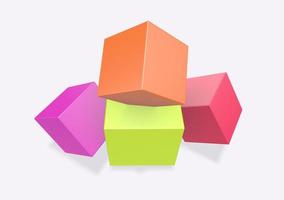 3D Render cubos de colores sobre fondo blanco. foto