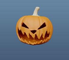 3d rendering of Halloween pumpkin with evil face minimal abstract background photo