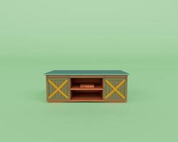 3d rendering of Front view of Cube coffe table, 3d illustration isolated on pastel colors, minimal scene photo