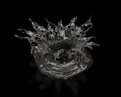 3d render of 3D Water Splash isolated on black background, 3d background minimal scene photo