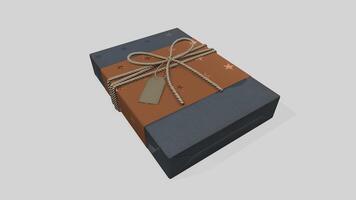 3d rendering Christmas and New Year's Day,gift box with ribbon on blue background photo