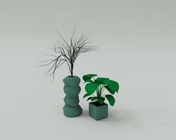 Flower plant 3d render Abstract design element Minimalist concept photo