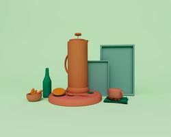 juego de café 3d render elemento de diseño abstracto concepto minimalista foto