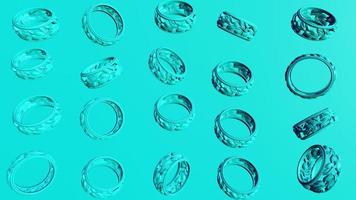 3D Render anillo abstracto sobre fondo azul. foto