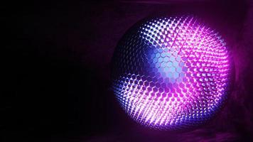 3D rendering hexagon grid sphere with glow edge color in darkroom photo
