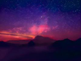 night landscape mountain and milky way galaxy background our galaxy, long exposure, low light photo