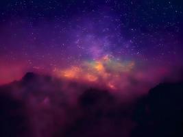 night landscape mountain and milky way galaxy background our galaxy, long exposure, low light photo