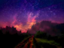 night landscape mountain and milky way galaxy background our galaxy, long exposure, low light photo