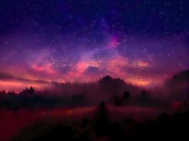 night landscape mountain and milky way galaxy background our galaxy, long exposure, low light photo